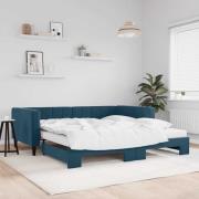 vidaXL Dagbädd utdragbar och madrasser blå 100x200 cm sammet