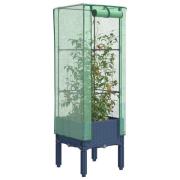 vidaXL Odlingslåda med växthusöverdrag rottinglook 40x40x140 cm