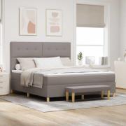 vidaXL Bäddfjäder med huvudgavel Taupe 200 x 180 cm tyg
