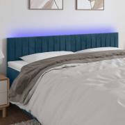 vidaXL Sänggavel LED mörkblå 200x5x78/88 cm sammet