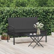 vidaXL Trädgårdsbänk med dyna svart 105 cm konstrotting