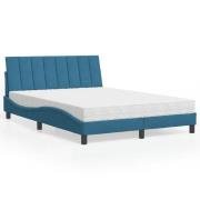 vidaXL Bed with Mattress "Hanko" Blue 140x200 cm Velvet