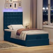 vidaXL Ottoman sängram med madrasser mörkblå 80x200 cm sammet