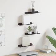 vidaXL Flytande hylla Väggmonterad 4 pcs Svart 30 x 9 x 2,5 cm Stål