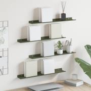 vidaXL Flytande hylla 4 pcs Olivgrön 60 x 8,5 x 2,5 cm Stål