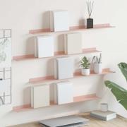 vidaXL Flytande hylla Väggmonterad 4 pcs Rosa 80 x 9 x 2,5 cm Stål
