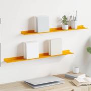 vidaXL Flytande hylla 2 pcs Senapsgul 80 x 9 x 2,5 cm Stål