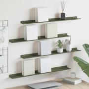 vidaXL Flytande hylla Väggmonterad 4 pcs Olivgrön 80 x 9 x 2,5 cm Stål