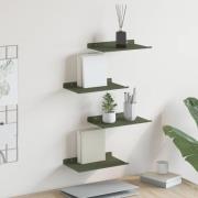 vidaXL Flytande hylla 4 pcs Olivgrön 30 x 18 x 2,5 cm Stål