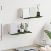vidaXL Flytande hylla 2 pcs Olivgrön 40 x 18 x 2,5 cm Stål