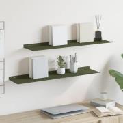 vidaXL Flytande hylla 2 pcs Olivgrön 80 x 18 x 2,5 cm Stål
