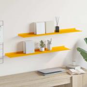 vidaXL Flytande hylla 2 pcs Senapsgul 100 x 18 x 2,5 cm Stål