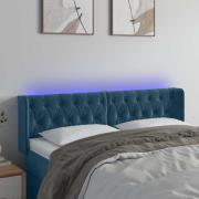 vidaXL Sänggavel LED mörkblå 163x16x78/88 cm sammet