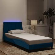 vidaXL Bed Frame with LED without Mattress "Hanko" Blue 90x200 cm Velv...
