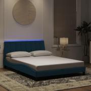 vidaXL Bed Frame with LED without Mattress "Hanko" Blue 120x200 cm Vel...
