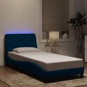 vidaXL Bed Frame with LED without Mattress Blue 90x200 cm Velvet