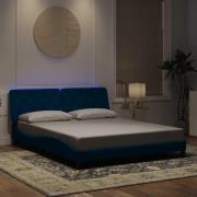 vidaXL Bed Frame with LED without Mattress Blue 160x200 cm Velvet