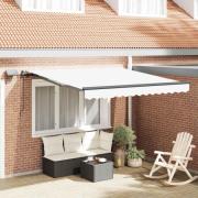 vidaXL Utfällbar markis med LED -remsljus Vit 300 x 250 cm tyg