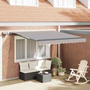 vidaXL Utfällbar markis med LED -remsljus Ljusgrå 300 x 250 cm tyg