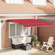 vidaXL Utfällbar markis med LED -remsljus Röd 300 x 250 cm tyg