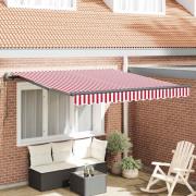 vidaXL Utfällbar markis Röd och Vit 350 x 250 cm Duk och Aluminium