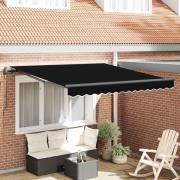 vidaXL Utfällbar markis Svart 350 x 250 cm Duk och Aluminium
