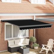 vidaXL Utfällbar markis Svart 350 x 250 cm Tyg och Metall