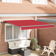 vidaXL Utfällbar markis Röd 350 x 250 cm Duk och Aluminium