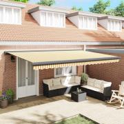 vidaXL Utfällbar markis Orange och vit 500 × 300 cm Tyg och Metall