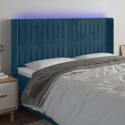 vidaXL Sänggavel LED blå 163x16x118/128 cm sammet