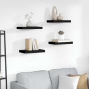 vidaXL Svävande vägghyllor 4 st svart 40x23x3,8 cm MDF
