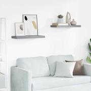 vidaXL Svävande vägghyllor 2 st grå 60x23,5x3,8 cm MDF