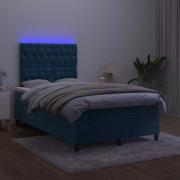 vidaXL Ramsäng med madrass & LED mörkblå 120x190 cm sammet