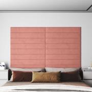vidaXL Väggsänggavel 12 pcs Rosa Sammet
