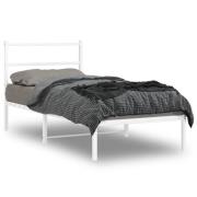 vidaXL Sängram med huvudgavel metall vit 90x190 cm