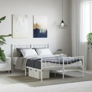vidaXL Sängram med huvudgavel och fotgavel vit metall 120x200 cm