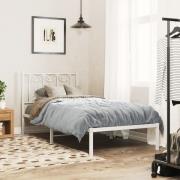 vidaXL Sängram med huvudgavel metall vit 90x200 cm
