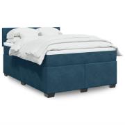 vidaXL Ramsäng med madrass mörkblå 140x190 cm sammet