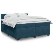 vidaXL Ramsäng med madrass blå 200x200 cm sammet