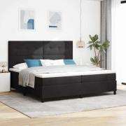 vidaXL Bäddfjäder med madrass med huvudgavel Svart 200 x 200 cm Sammet