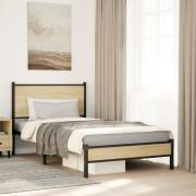 vidaXL Sängram utan madrass metall sonoma-ek 100x190 cm
