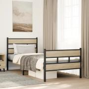 vidaXL Sängram utan madrass metall sonoma-ek 90x190 cm