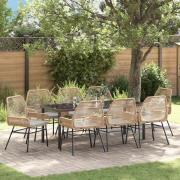 vidaXL Trädgårdsmöbelset med kudde 9 pcs Brun konstrotting