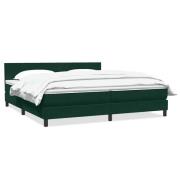 vidaXL Resårsäng med madrass mörkgrön 180x220 cm sammet