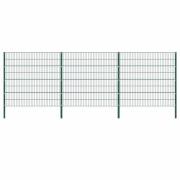 vidaXL Staketpanel med stolpar järn 522x160 cm grön