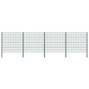 vidaXL Staketpanel med stolpar järn 694,5x160 cm grön