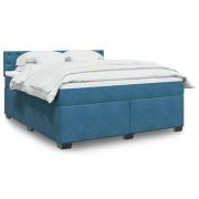 vidaXL Ramsäng med madrass blå 180x200 cm sammet