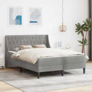 vidaXL Sängram med madrass med madrass Ljusgrå 160 x 200 cm Sammet