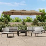 vidaXL Parasoll dubbelt taupe 449x265 cm