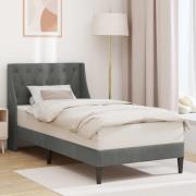 vidaXL Sängram med huvudgavel Mörkgrå 100 x 200 cm Sammet
